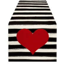 Valentine's Day Table Flag Festival Decoration Little Gnome Pattern Linen Table Cloth 33 * 275cm