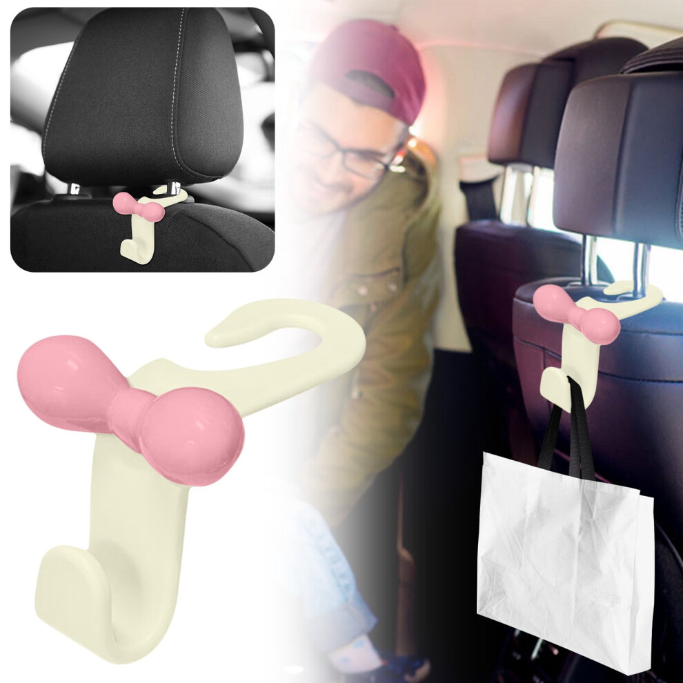 Dopamine Bow Car Headrest Back Hook, 20Kg Clip-On Rear Seat Organizer Â Compatible With Most Cars, 3.9X2.34x1.56", Color B 9450273011066
