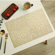 Rechthoekige PVC-placemat met zigzagrand – Nordic Light Luxury, waterdicht en antislip, geschikt voor eettafels