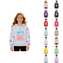 Hoodie met ritssluiting en lange mouwen voor meisjes, met cartoonprint en anime-motief, perfect voor casual gebruik en buitenactiviteiten.