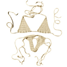 Women's crochet swimsuit with adjustable top and shorts