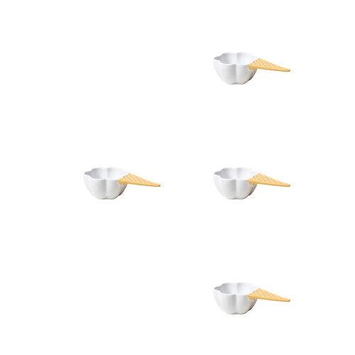 4Pcs Ceramic Small Dessert Bowls White Handled Fruit and Salad Bowls