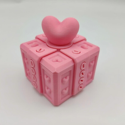 Boîte cadeau rose imprimée en 3D, 6 cm, 1 pièce