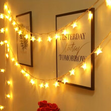 1 Piece String Lights 20 Star Shaped LED String Lights, Battery Box Powered Fairy String Lights, Wedding Party, New Year, Warm White
