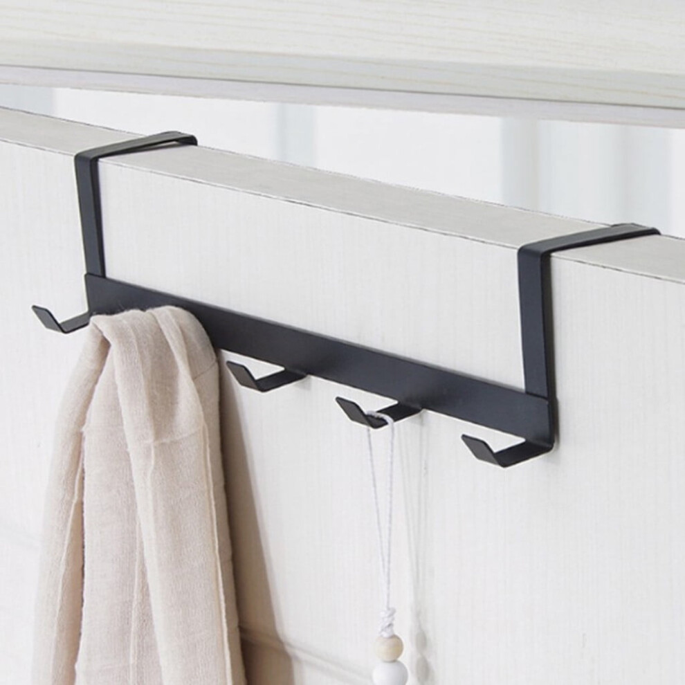 Over-The-Door 5-Hook Organizer Rack For Bathroom, Kitchen, Living Room Â Space-Saving Coat, Hat & Towel Hanger Â Black 9555307648581