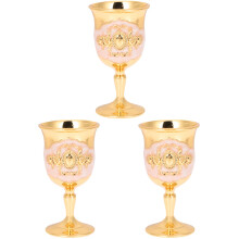 3 Pack Vintage Goblet Drinking Cups Stemmed Retro Goblets For Party