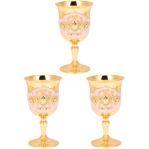 3 Pack Vintage Goblet Drinking Cups Stemmed Retro Goblets For Party