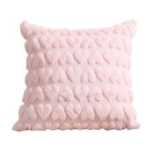 Housse de coussin en peluche douce en forme de cœur pour la Saint-Valentin, 45 x 45 cm (1 pièce), en fausse fourrure et laine, idéale pour