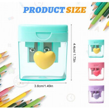 Double Hole Manual Pencil Sharpener with Carbon Steel Blade, Oval Portable Design, Shavings Container & Cover, Fits Standard/Jumbo Pencils,