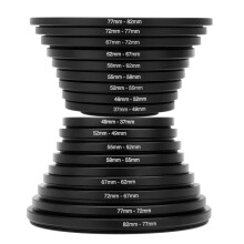 18pcs Camera Lens Filter Step Up & Down Adapter Metal Filter Adapter For All Camera DSLR 37-82 82-37mm Mount