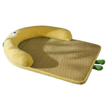 Cooling Mat for Dogs and Cats, Pet Half Round Cushion Cooler with Handle, Removable and Washable Cat Beds for Indoor Cats, (Yellow)