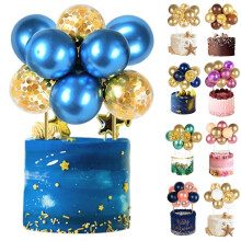 10 Pcs 4 Inch Balloons Cake Topper Happy Birthday Mini Balls Cake Topper DIY Baking Decoration for Anniversary Birthday Party Baby Shower Decor