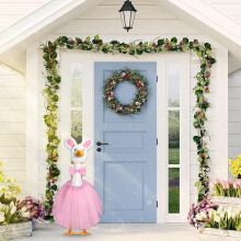 23 Inch Porch Goose Outfit Plush Bunny Ear Hat Set for Outdoor Garden Decor,Cute Goose Costume for Patio Balcony and Seasonal Decoration