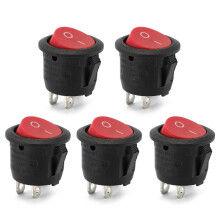 Lot de 5 interrupteurs Ă bascule ronds pour bateaux et applications marines, 250 V 6 A / 125 V 10 A, 2 broches, 2 positions.