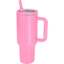 Gobelet isotherme avec poignée et paille rabattable, 1,2 L (40 oz).