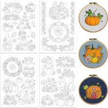 Water Soluble Embroidery Patterns (4 Sheets, 37 Designs) – Wash-Away Stabilizer for Hand Sewing, Compatible with Pumpkins & Maple Leaves