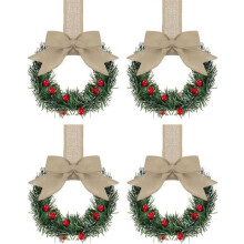 Mini couronne de Noël pour armoires, 12,7 cm (4 pièces)