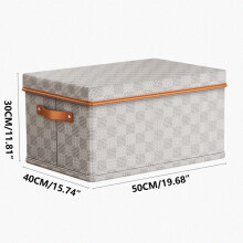 Non-Woven Fabric Clothes Storage Box with Checkerboard Pattern and Lid for Home Organization and Toy Storage in Bedroom Closet Topliu
