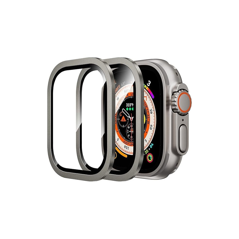 Apple Watch Ultra 2/Ultra 49Mm Screen Protector Â 9H Tempered Glass + Titanium Frame, Touch-Sensitive, Lightweight, 2-Pack 9027700556416