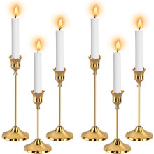 Gouden kaarsenstandaards voor taps toelopende en stompkaarsen (6 stuks)