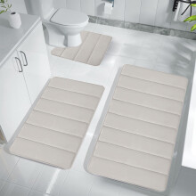 Bathroom Rug Set 3 Piece Beige 15x17 16x24 16x20 Inch