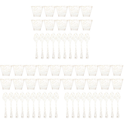 60Ensembles Coupes À Glace Dorées Cuillères