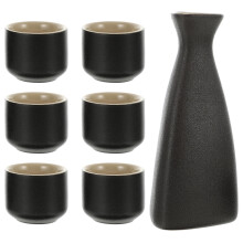 3Sets Japanese Style Black Ceramic Sake Serving Cups for Gifts