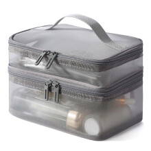 Transparent Travel Toiletry Bag, Double-Layer Portable Storage with Secure Zipper Compartments – Compatible with TSA Security Checks