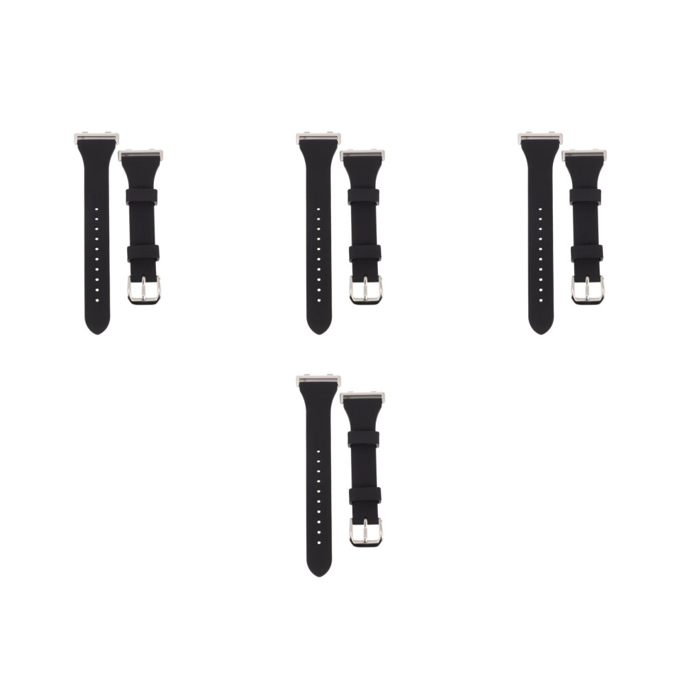 4Pcs Silicone Watch Bands Soft Durable Replaceable Watch Belts Black 3704008897705