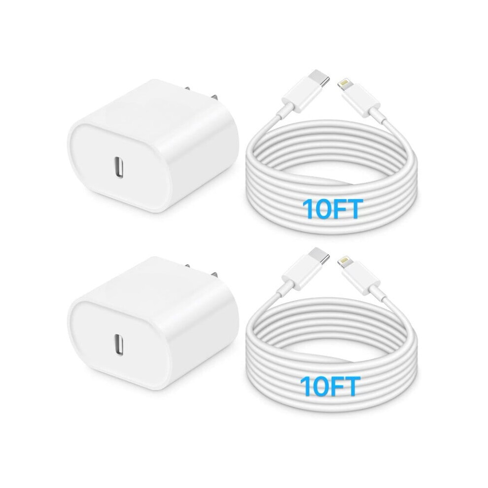 Iphone Charger 20W Pd Fast Charging Cable 10 Ft 2-Pack 913466123957
