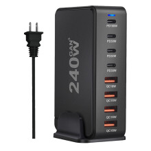 240w USB C Charger, 8 Port USB C Charger Adapter 4a4c Pd QC Super Fast Charging Laptop Power Adapter, Multi USB C Charger for Travel Home Office