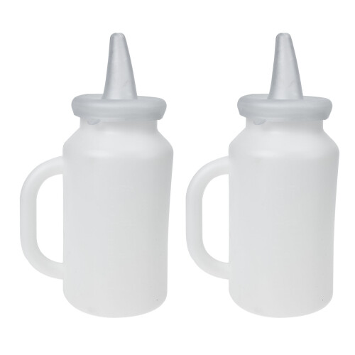 4Pcs Practical White Calf Nursing Bottles with Handle for Home Use