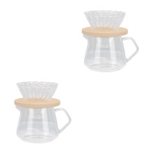2Sets Thick Glass Coffee Filter Funnel Cups with Wood, Assorted Colors