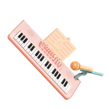 37 Keys Kids Electronic Organ with Microphone Pink - Music Keyboard Toy
