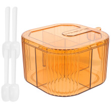 1Set Orange Plastic Kitchen Spice Container Multi-Grid Seasoning Jar