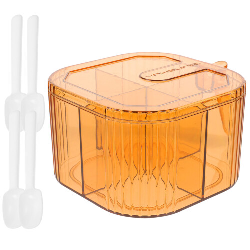 1Set Orange Plastic Kitchen Spice Container Multi-Grid Seasoning Jar
