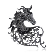 Broche tête de cheval en métal, fabriquée à la main et légère.