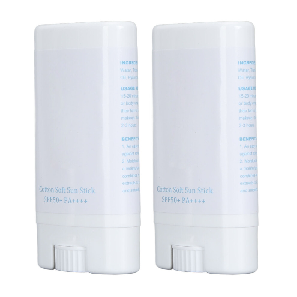 2pcs 19g SPF 50+ Moisturizing Waterproof Sunscreen Stick Non Greasy