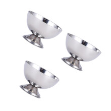 3Pcs High-Foot Stainless Steel Salad Cups Silver Candy Ice Cream Bowls