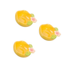 3Pcs Salon Essential Oil Plates Yellow Ceramic Bowls for Aroma Storage