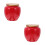 2Pcs Sealed Red Ceramic Tea Canister Bamboo Lid Food Storage Container 1