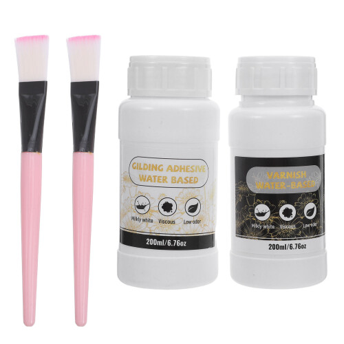 1Set Gold Leaf Adhesive Set Liquid Glue with Brushes for Art Crafting