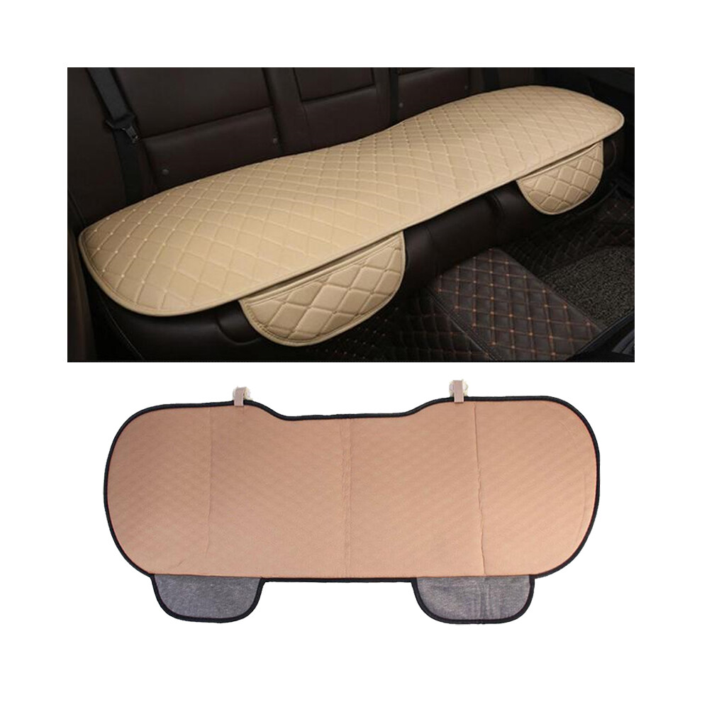 (Beige) Car Universal Seat Protection Pad Square Pad Pu Leather Artificial Leather Back Seat Pad Suitable For 5 Seats Car Beige 6253032019005