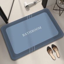 Tappeti da bagno rettangolari resistenti all'acqua, a pelo piatto, stile moderno effetto pietra, in gomma, 40x60 cm, blu.