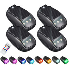 Solar RGB Stroboscoop Dakverlichting, 2 stuks Draadloze LED Cabineverlichting, Waterdicht, 8 Kleuren, USB Oplaadbaar, Automatische Sensor,