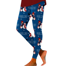 Kerstlegging voor dames met kerstthema, bedrukt met een middelhoge taille, hoge stretch, strakke broek met kerstmanprint, zachte broek.