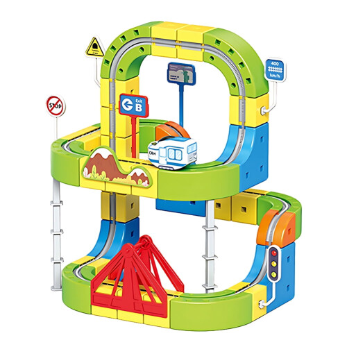 Electric Train Track Set Snap-On Blocks 125PCS