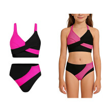 Flickor Baddräkt Tvådelade Bikiniset Snabbtorkande Badkläder Sommar Flickor Tankini 15-16 År