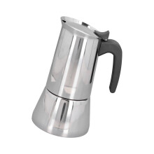 Caffettiera portatile da 2/4 tazze, struttura in acciaio inossidabile, adatta a tutti i piani cottura, ideale per viaggi e campeggio.