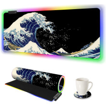 Tappetino per mouse da gioco RGB 35,4x15,8", impermeabile, base in gomma antiscivolo, 14 modalità di illuminazione, compatibile con tutti i mouse